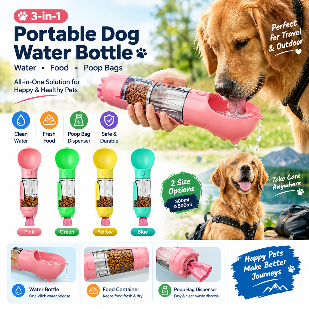 3-in-1 Dog Travel Water Bottle