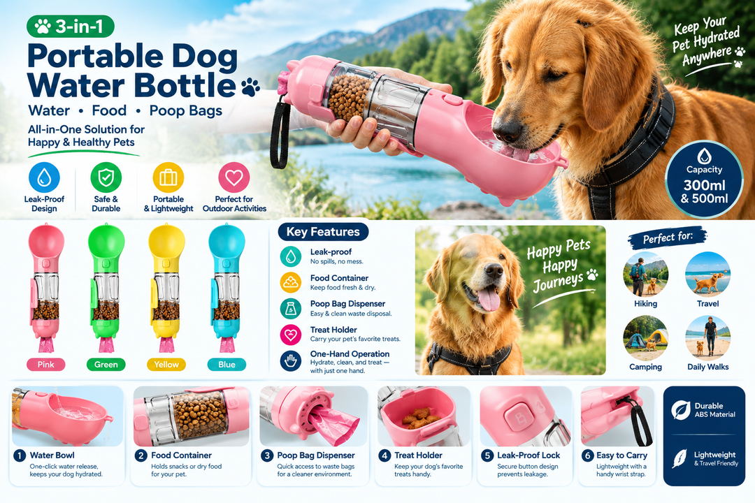 3-in-1 Dog Travel Water Bottle