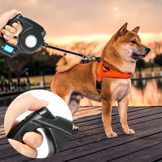 4.5M LED Retractable Leash With Flashlight!